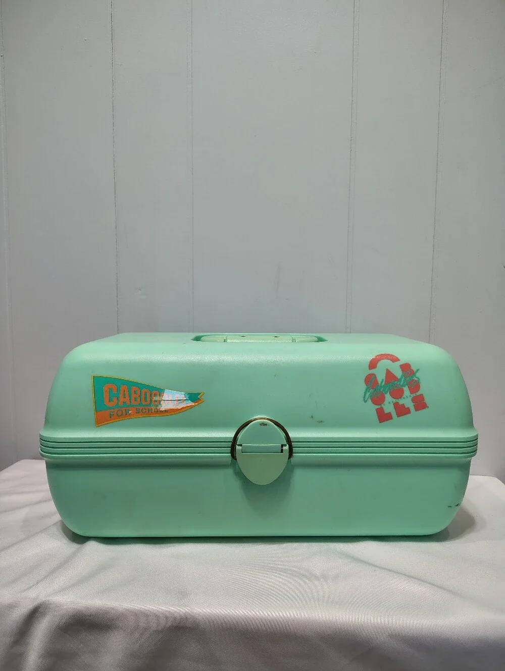 Vintage Caboodles Mint Green Makeup‎ Case Organizer 80s 90s Retro w Mirror